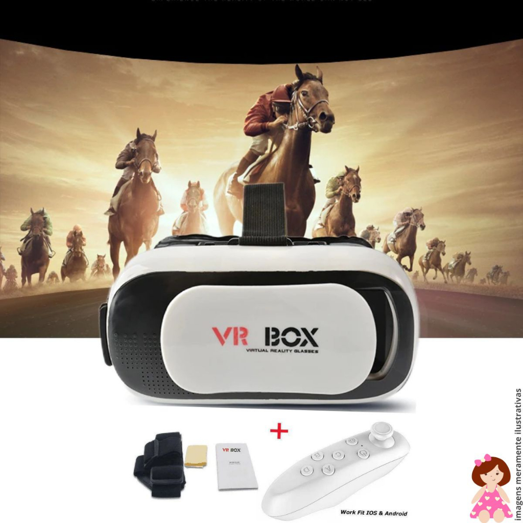 Vr Box Oculos Realidade Virtual Cardboard 3d Rift + Controle Bluetooth Para Celular Loja da Susy