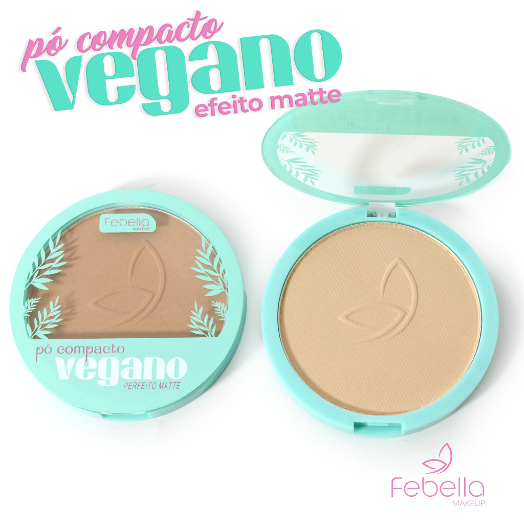 Pó Compacto Vegano Febella Matte Perfeito e Longa Duração para Todos os Tons de Pele em Oferta na Shopee