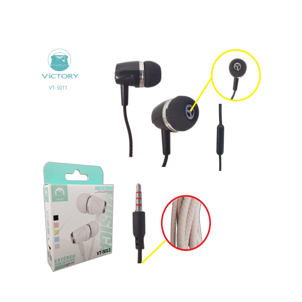 kit 3 Fones de ouvido-Color Mix-victory VT-5011 em Oferta na Shopee