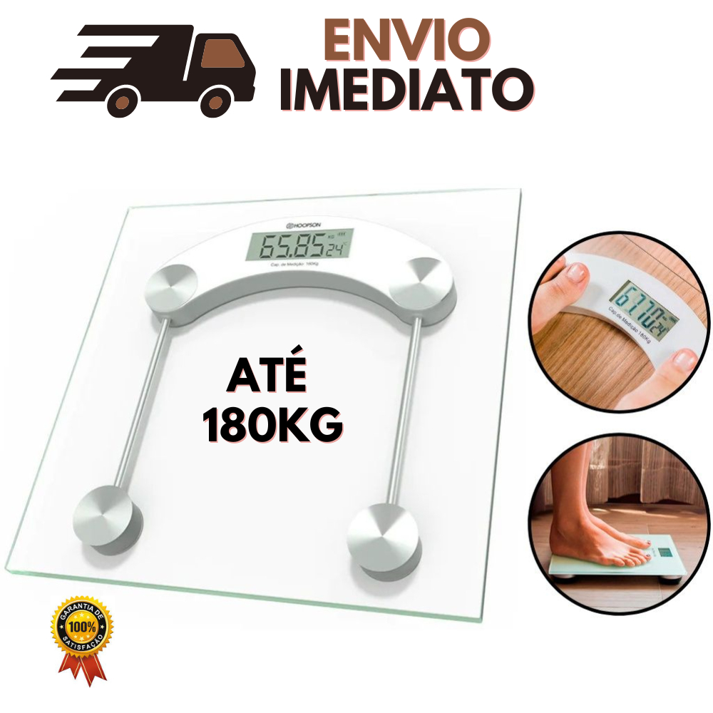 Balança Digital Corporal Eletrônica Até 180kg Vidro Academia Fitness Banheiro