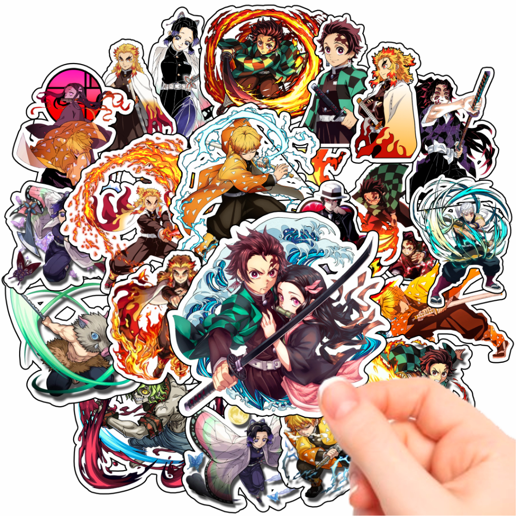 Adesivo Figurinhas Anime Demon Slayer Kimetsu no Yaiba até 100 Adesivos Tanjiro, Nezuko, Zenitsu em Oferta na Shopee