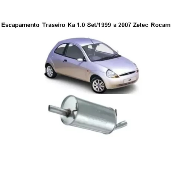 Escapamento ford Ka 1.0 zetec rocam Set/99 2000 2001 2002 2003 2004 2005 2006 2007