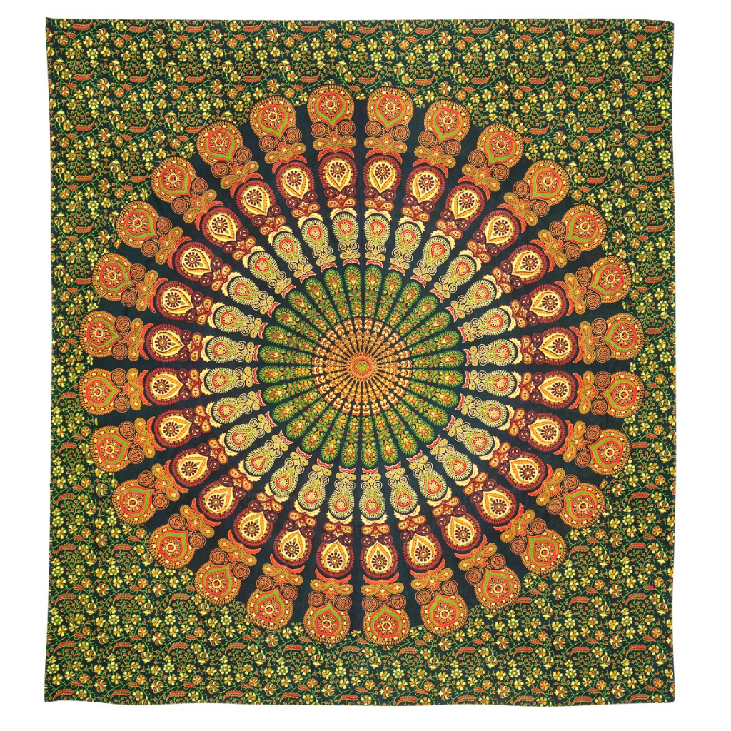 Colcha Indiana Casal Cangão Praia Mandala Verde 2,30x2,10 em Oferta na Shopee
