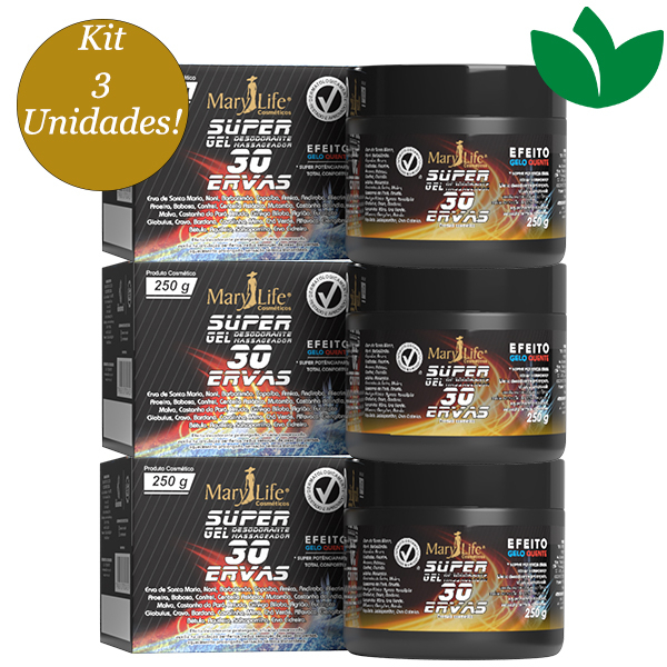 Kit 3 Unidades Super Gel 30 Ervas 250g Mary Life em Oferta na Shopee