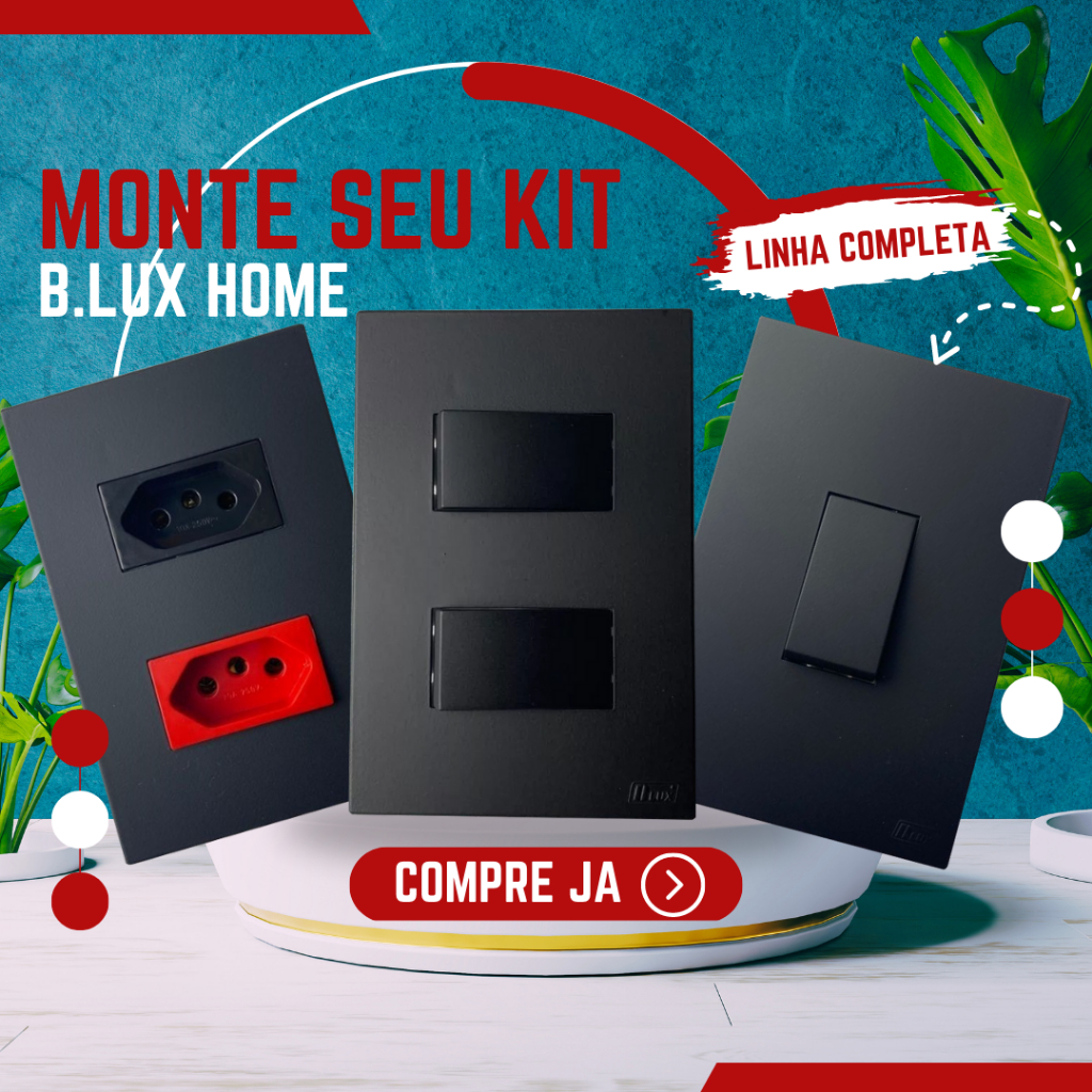 Monte Seu Kit de Tomadas e Interruptores Preto Fosco Apagadores de Luz 10 20 A 220 V Duplo Paralelo