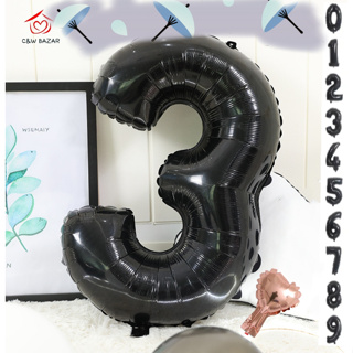 Balao Numero Metalizado 40cm e 70cm Preto Artigos Decoração Festa De Aniversário em Oferta na Shopee