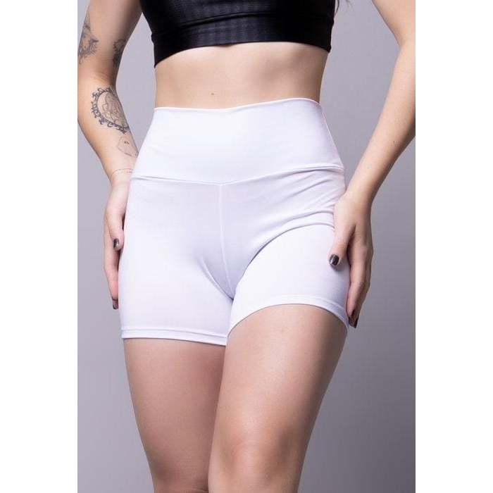 Short Curto Feminino Cintura Alta Suplex Grosso Feminina Branco em Oferta na Shopee