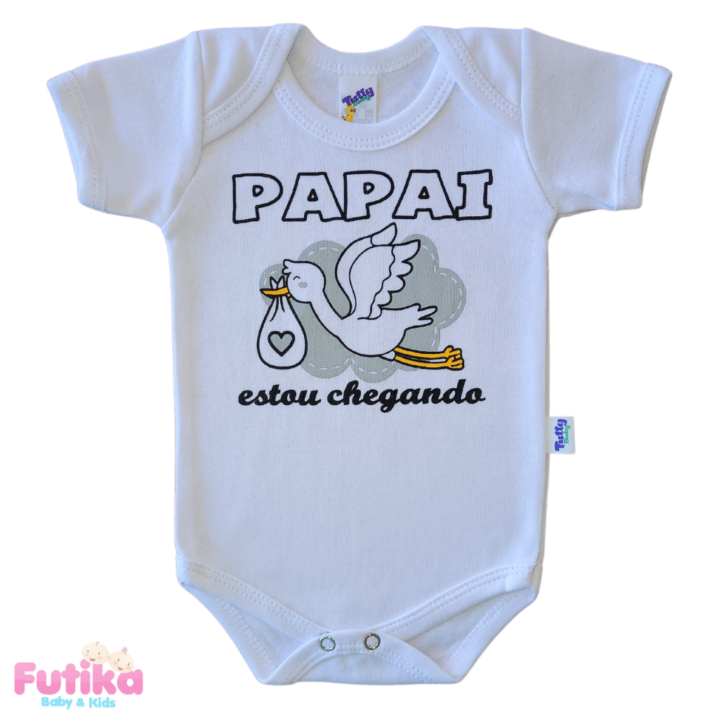Body Bebê Papai Estou Chegando Cegonha Anunciar Cegonha Divertido Criativo 100% Algodão Bori Bore Recém Nascido