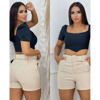 SHORT DE ALFAIATARIA (LINHÃO) COM CINTO (TENDÊNCIA)