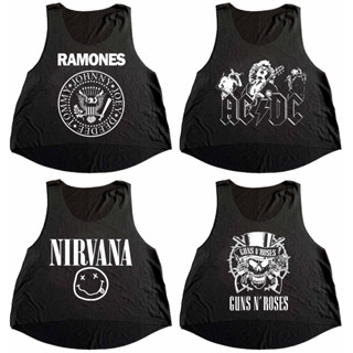 Cropped Preto Regata Camiseta Feminina Academia Rock