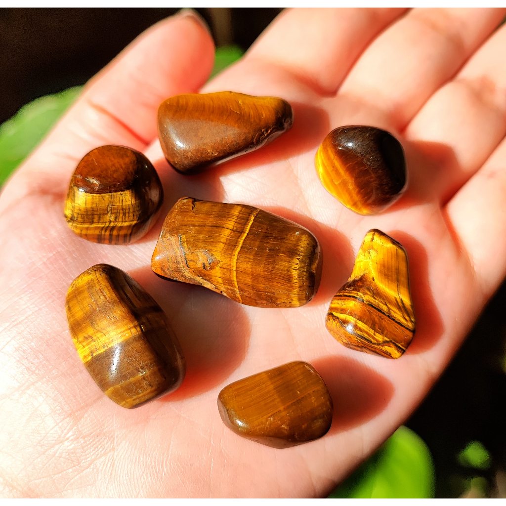 7un Olho de Tigre Pequena Pedra Natural Rolada Proteção Inveja Mau Olhado