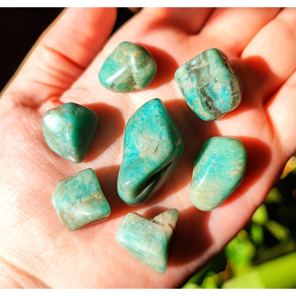 7un Amazonita Kit Mini Pequena Pedra Natural Rolada Sorte Antiestresse