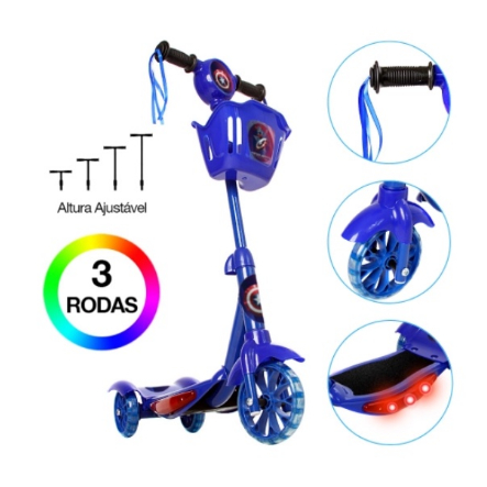 Patinete Infantil Menino Homem Aranha Com Música e Luz Ajustável 3 Rodas Pronta Entrega no Brasil — imagem 2 de 2