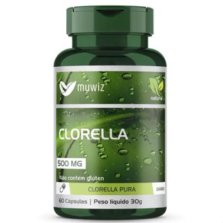 Clorella Cápsula Original 500mg 60 cápsulas Muwiz Chlorella Microalgas