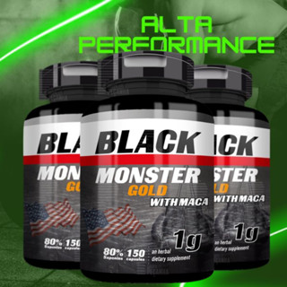 3 Potes Black Monster Gold 1g 450 Cáps Massa Muscular Força Resistencia