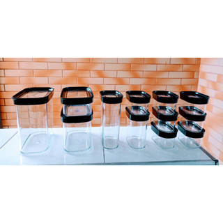 Porta mantimentos e temperos para cozinha Kit com 12 potes (Todo o conjunto são herméticos)
