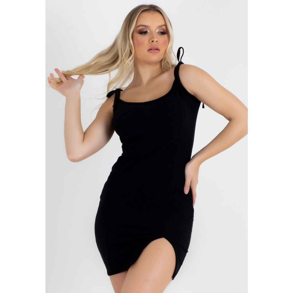 Vestido Curto Fashion Delicaté Com Fenda Canelado Luxury