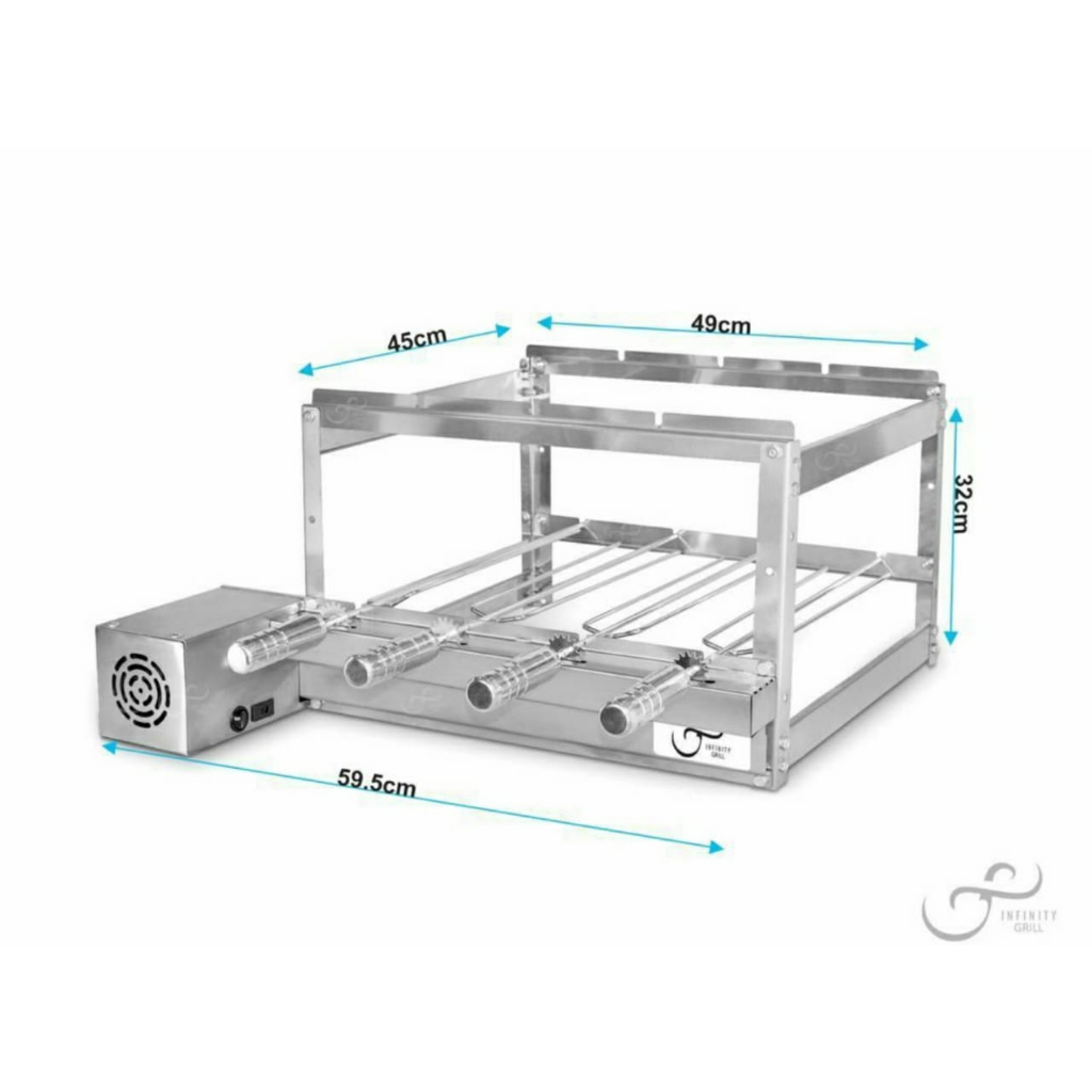 Kit Churrasqueira Grill 4 espetos Grill 100% INOX Bivolt