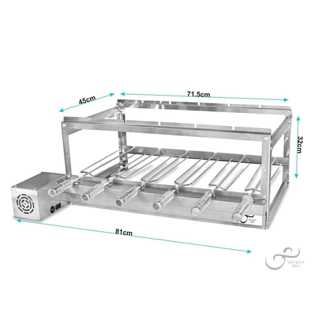 Kit Churrasqueiras Grill 6 espetos Grill 100% INOX Bivolt