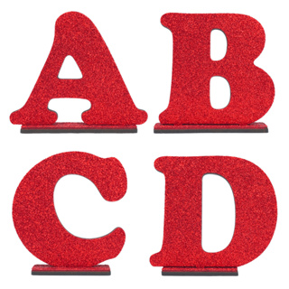 Letras de mesa com base Mdf 9cm de altura com eva GLITTER - Vermelho em Oferta na Shopee