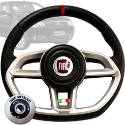 Volante Esportivo Gti Prata Emblema Logo Vermelho Italia Anel Vermelho Palio Weekend 96 a 2012 Idea
