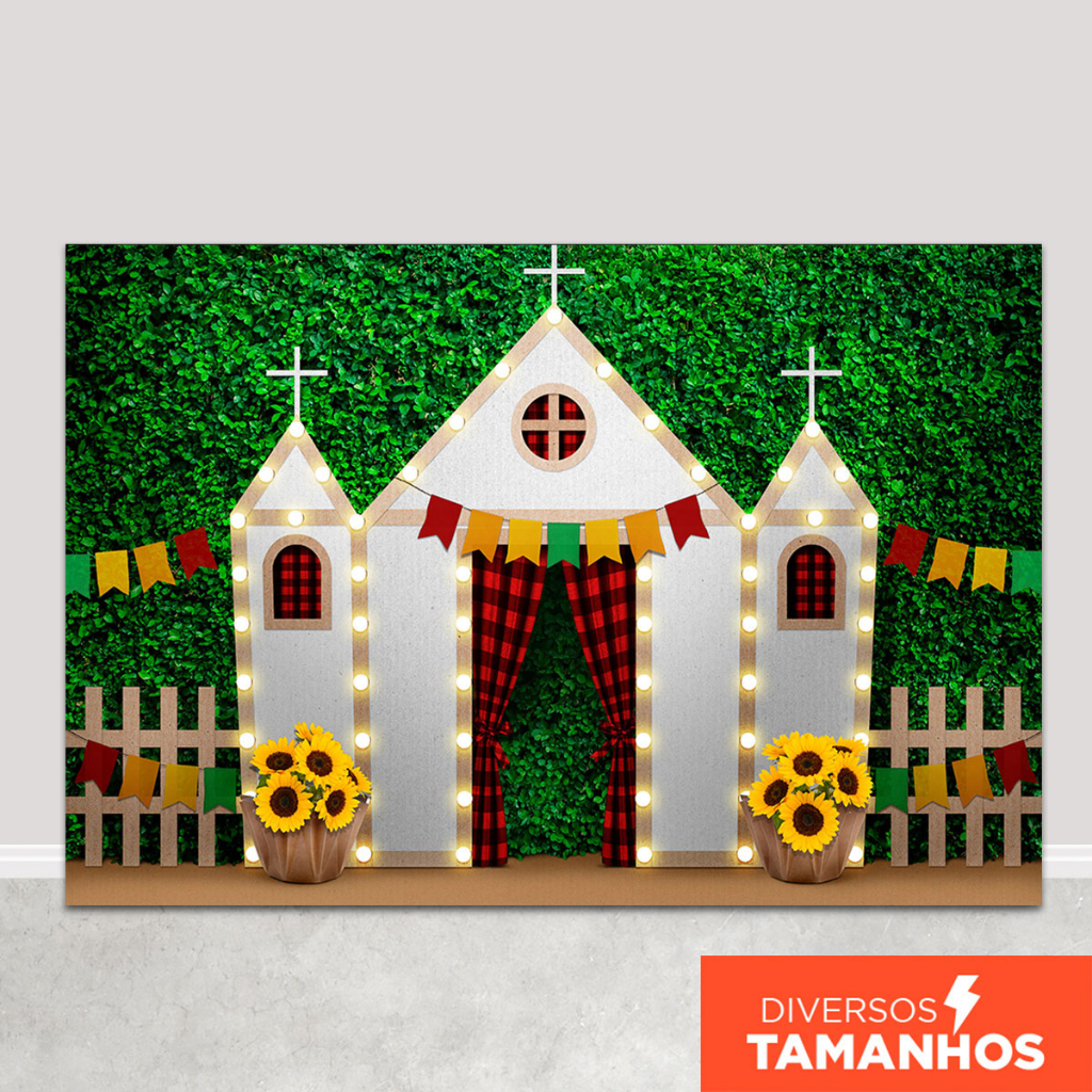Fundo Fotográfico Festa Junina Capela Em Tecido FJN-162 em Oferta na Shopee