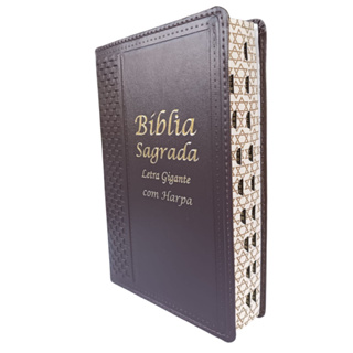 Bíblia Sagrada Evangélica com Letra Hiper Gigante e Harpa Masculina em Oferta na Shopee