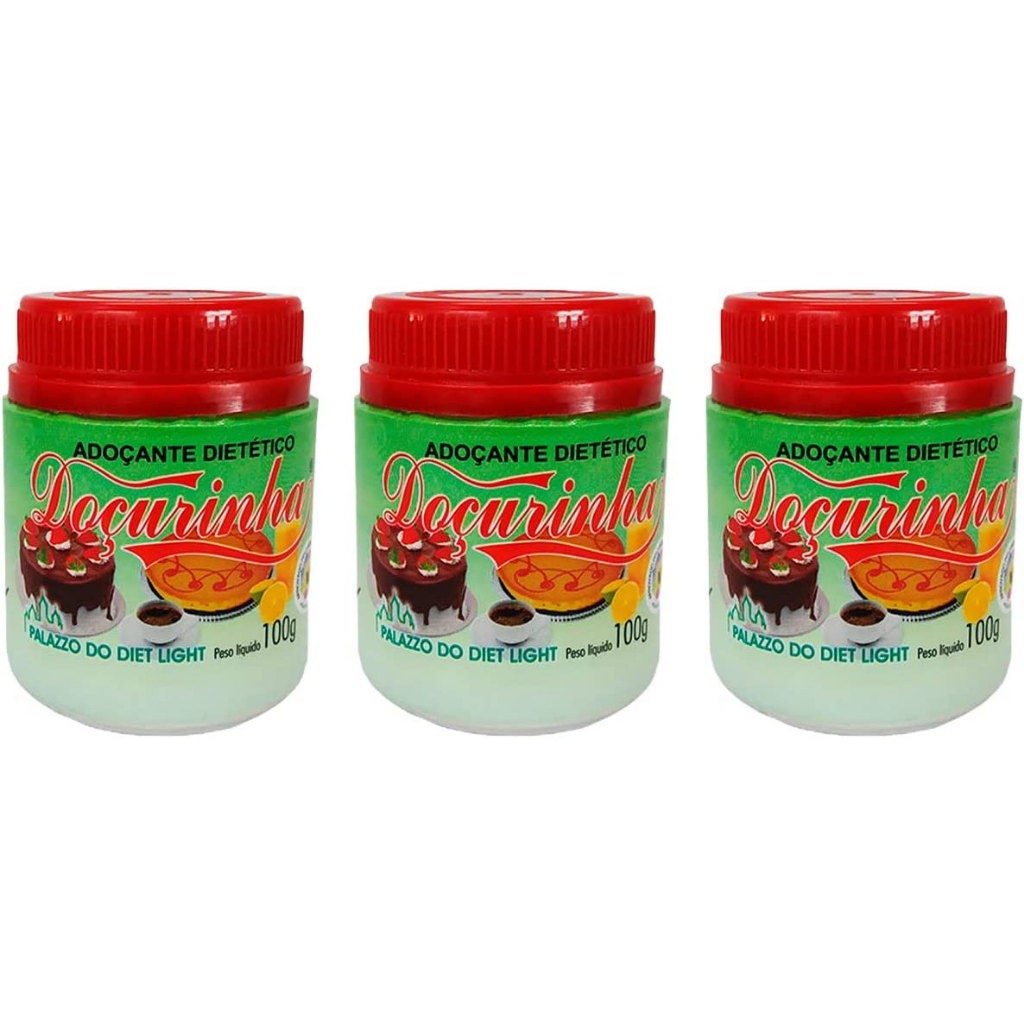 Kit 03 unidades Adoçante Dietético Doçurinha 100g - Palazzo do diet light