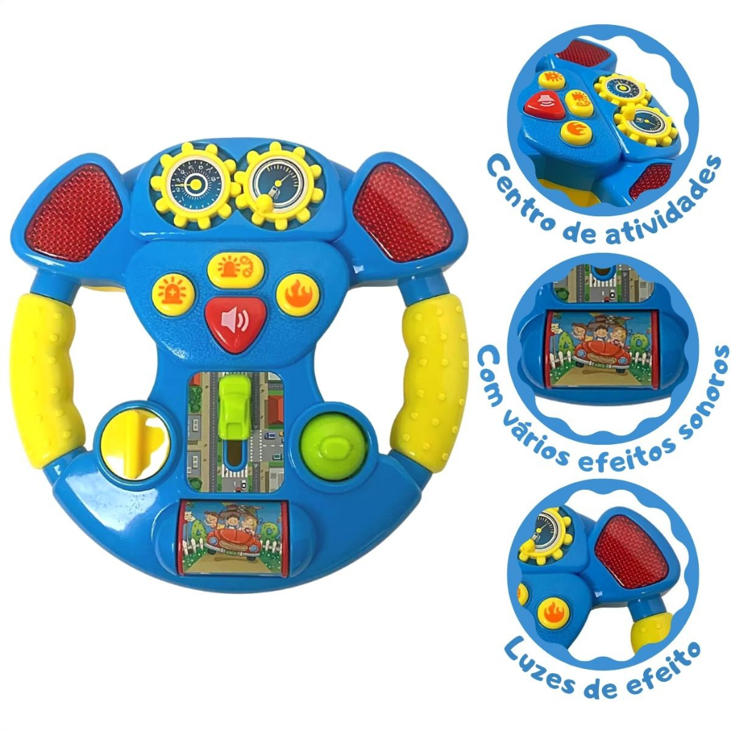 Volante Musical Divertido Para Crianças Com Sons E Luzes BBR em Oferta na Shopee