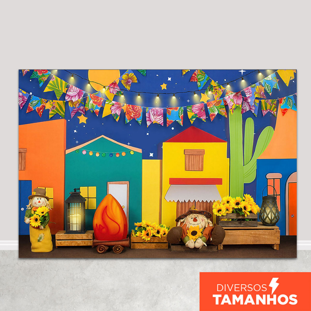 Fundo Fotográfico Festa Junina Casinhas Em Tecido FJN-169 em Oferta na Shopee
