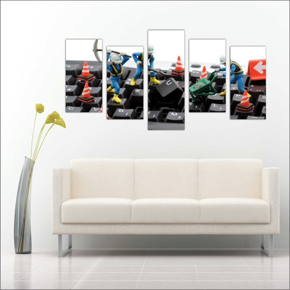 Quadros Decorativo Mosaico 5 peças Sala Quarto Mdf Alta Resolução Full HD Informática Eletrônica