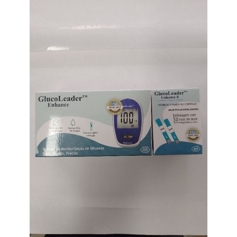 Aparelho medidor de glicemia com 50 tiras de medição como bonificação.