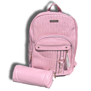 Bolsa Mochila Feminina Couro Sintético -com estojo- Vários Modelos - Casual Adulto Passeio Escolar