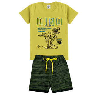 Conjunto Infantil Masculino Amarelo Dino
