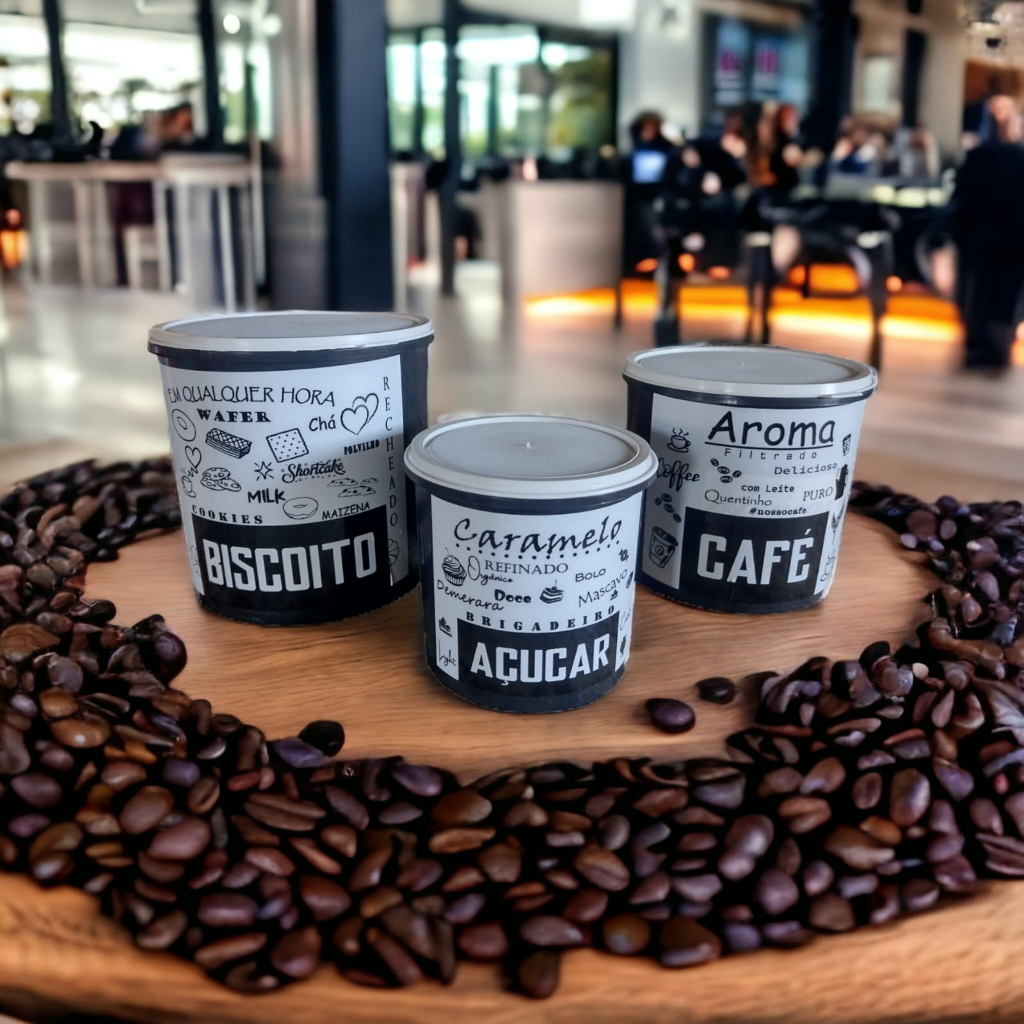 Kit trio cantinho do café biscoito/Açúcar e café Lançamento. em Oferta na Shopee