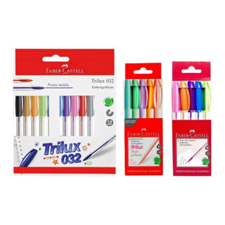 Caneta Esferográfica Média Trilux Colors Kit com 10 e 5 Cores Tradicionais e Kit com 5 Cores Pastel - Faber-Castell | Papelaria | Caneta Colorida | Material Escolar