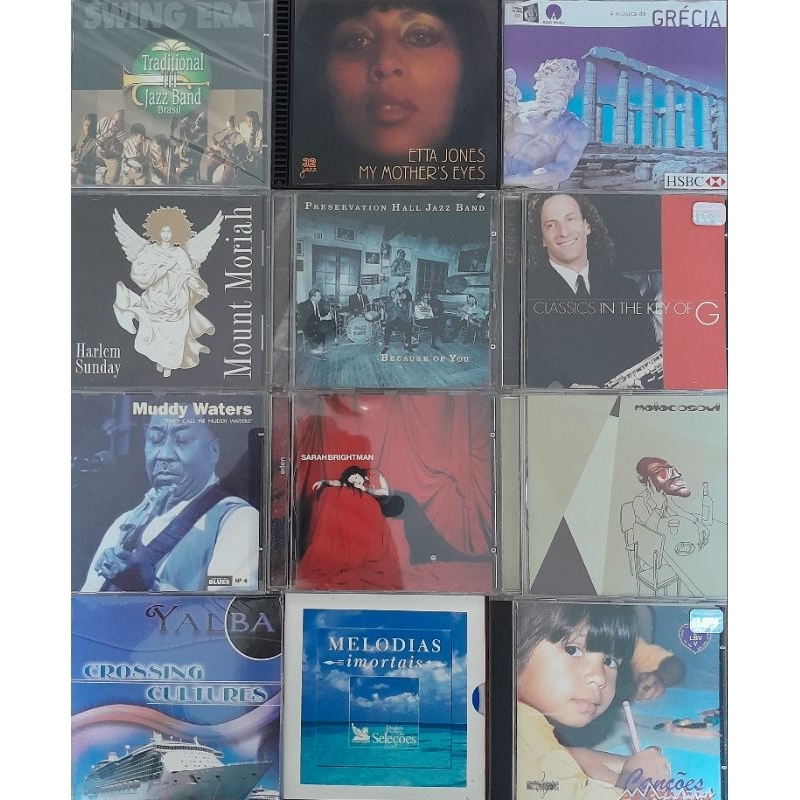 lote 12 cds: malacosoul + Etta Jones + Muddy Waters + Kenny G + Traditional Jazz Band + outros