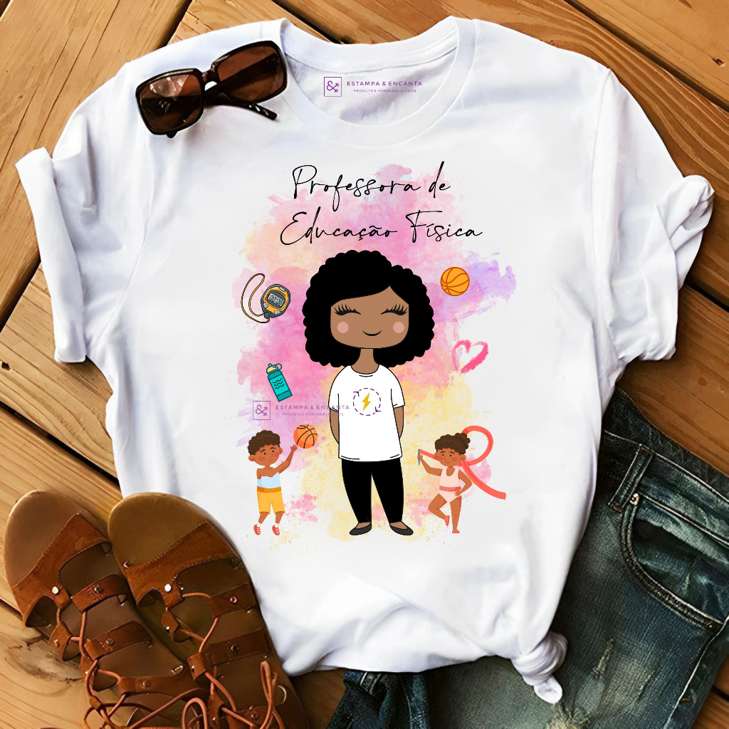Camisa T-shirt Personalizada Profissão Professora de Educação Física - Blusa Educação Física
