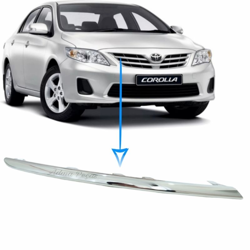 Friso Cromado Superior Grade Dianteira Toyota Corolla Altis 2012 2013 2014 Lado Direito Original