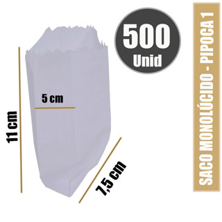 SACO DE PAPEL KRAFT BRANCO PACOTE 500 PIPOCA 1 TAM 11X7,5