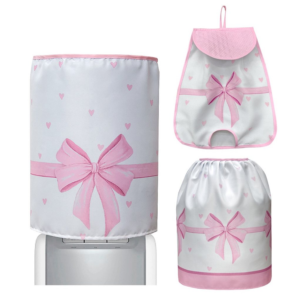 Capa Botijão + Capa Galão + Guarda Sacolas Kit 3 Peças (Laço Rosa ) - Direto da Fabrica!!