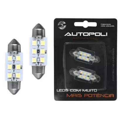 Par De Lâmpadas Led Torpedo 6418 12v 5w 36mm Com 6 Leds em Oferta na Shopee