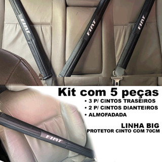 5 PEÇAS DE CAPA ALMOFADA PROTETOR OMBRO CINTO DE SEGURANÇA GRANDE BIG COM 70CM CARRO VAN E CAMINHAO MACIO EM CORINO E ESPUMA LINHA FIAT