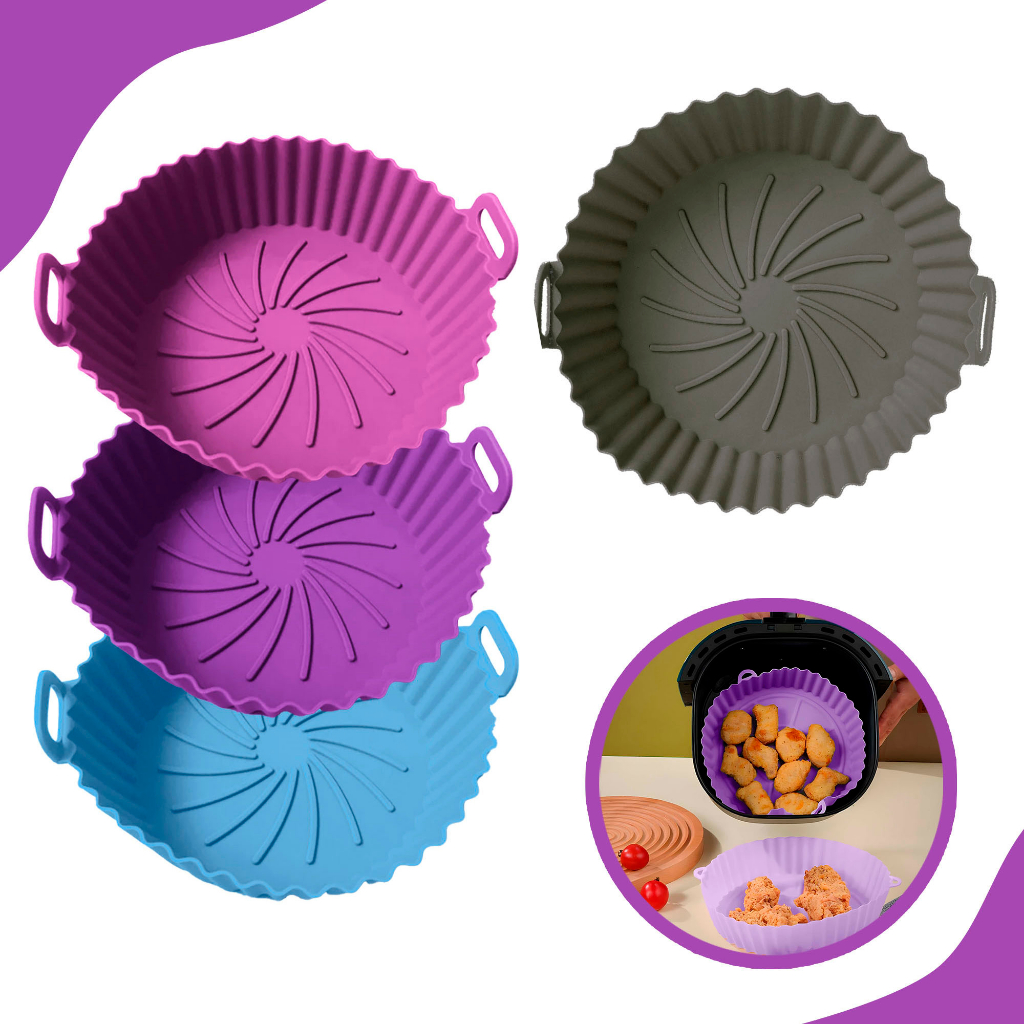 Cesto Forma de Silicone Airfryer 20cm Protetor Antiaderente
