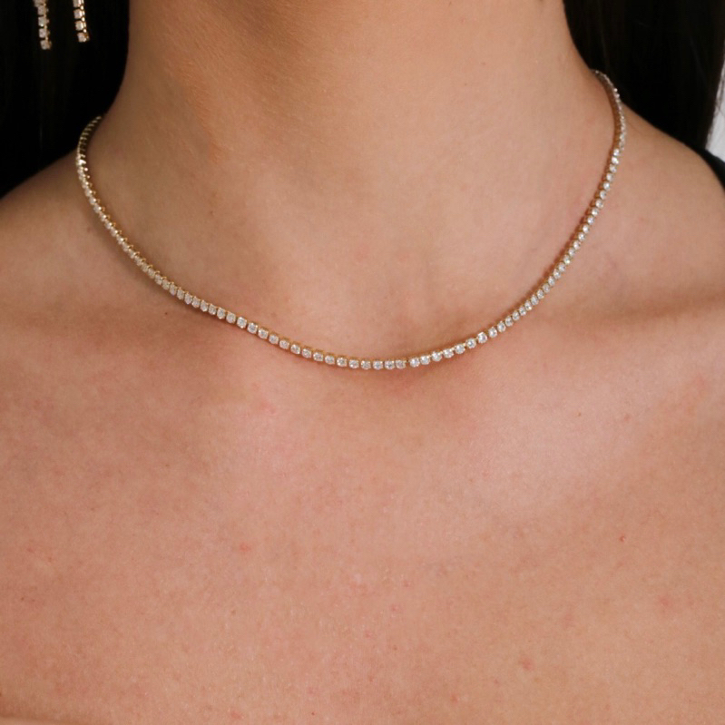 Colar Riviera Cristal Zircônias Ouro 18k Ou Prata 925 em Oferta na Shopee