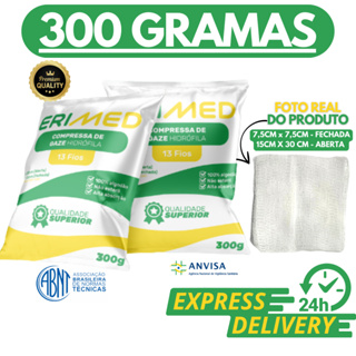 Compressa De Gaze 13 Fios 500 Unidades Hidrófila Gazes Descartável Anvisa 300 Gramas Erimed ErimaX em Oferta na Shopee
