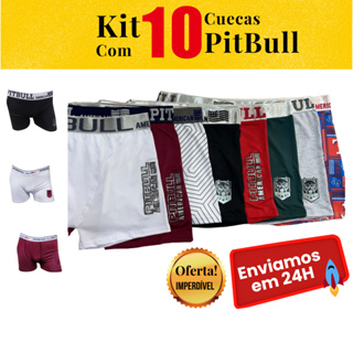 Kit com 10 Cuecas Boxer PitBull Masculino Cueca  Box Masculina em Oferta na Shopee