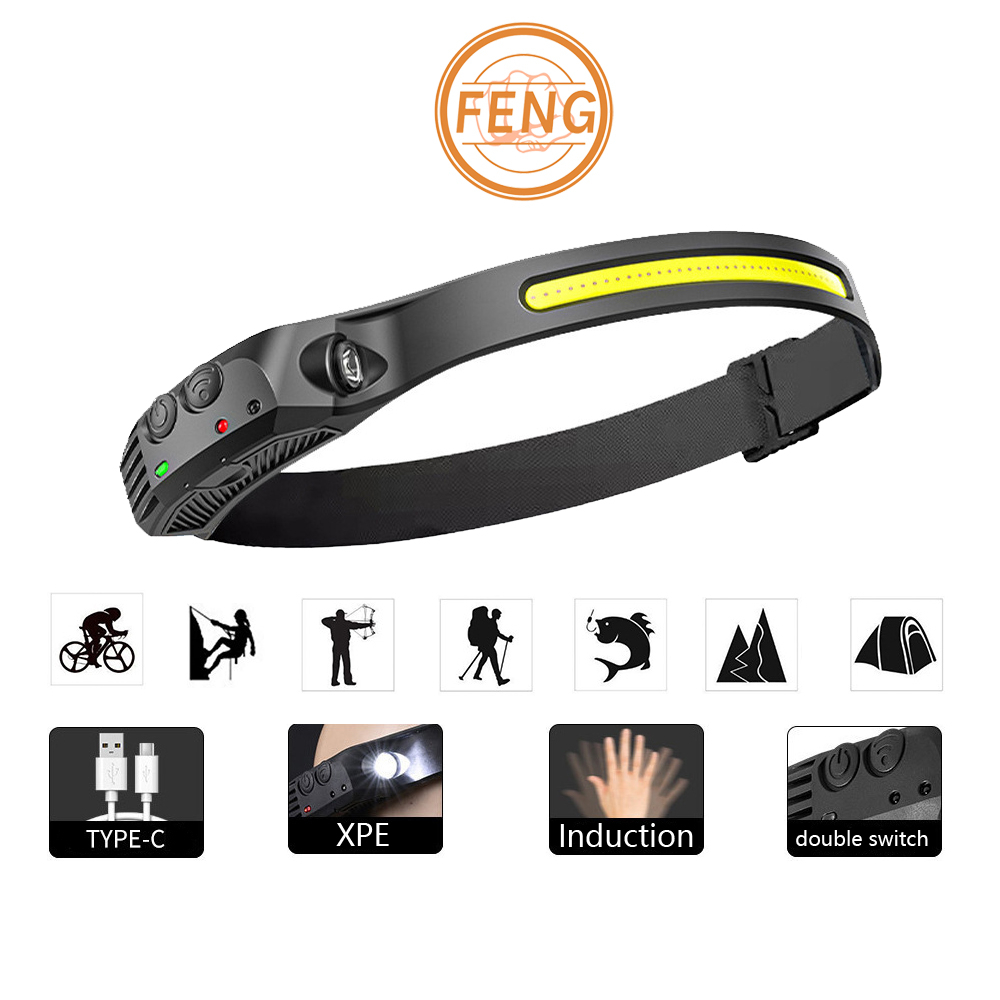 Lanterna de Cabeça Recarregável Led Corpo Motion  Camping Torch Light Lamp Com Usb em Oferta na Shopee