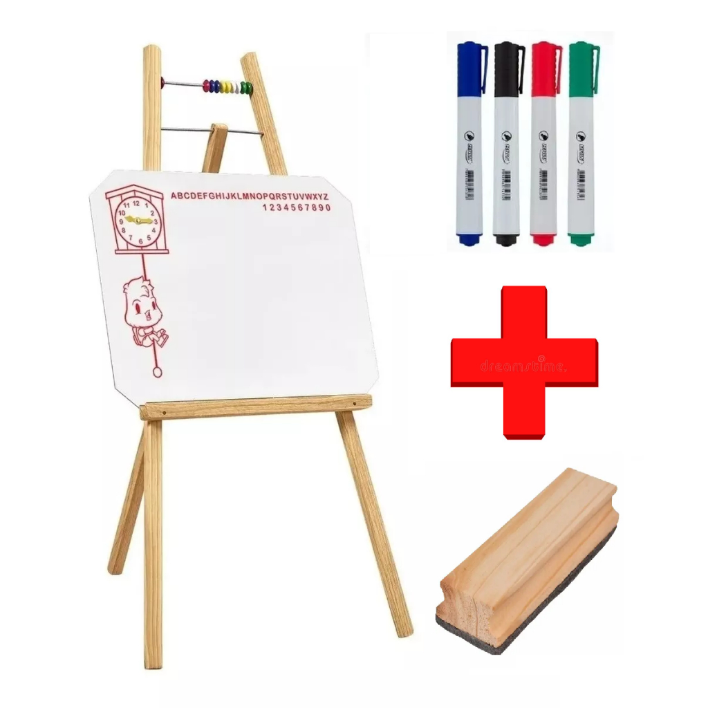 Lousa Quadro Branco  Infantil C/  Cavalete + Apagador + Canetas em Oferta na Shopee