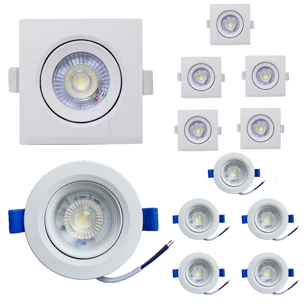 kit 10/20/30 pcs Luminária Led Spot 7W 10W  Redondo Quadrado Embutido Branco Frio Quente Bivolt em Oferta na Shopee